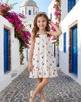 Rochie alba din bumbac cu cirese pentru fete - Lian