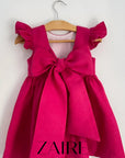Rochie roz fuchsia cu funda din in pentru fete - Summer