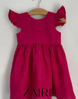 Rochie roz fuchsia cu funda din in pentru fete - Summer