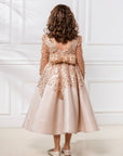 Rochie aurie eleganta din dantela cu perle pentru fete - Alisa