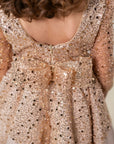 Rochie aurie eleganta din dantela cu perle pentru fete - Alisa