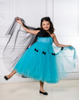 Rochie Eleganta fete, cu fundite negre - 10 ani si 11 ani - LIVRARE 24H
