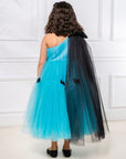 Rochie Turquoise Eleganta fete, cu fundite negre - Annabelle