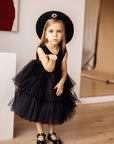 Rochie neagra cu volane din tulle pentru fete - Cindy