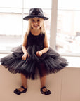Rochie neagra cu volane din tulle pentru fete - Cindy