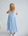 Rochie bleu midi casual din in pentru fete - Daisy