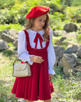 Rochie rosie eleganta cu placuta alba pentru fete - Viola