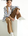 Compleu elegant pentru fete, sacou din paiete si pantalon evazat - Dorly