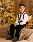Costum verde elegant din catifea pentru baieti - Peter