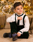 Costum verde elegant din catifea pentru baieti - Peter