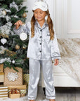 Pijama Copii, satin negru - Personalizare Broderie