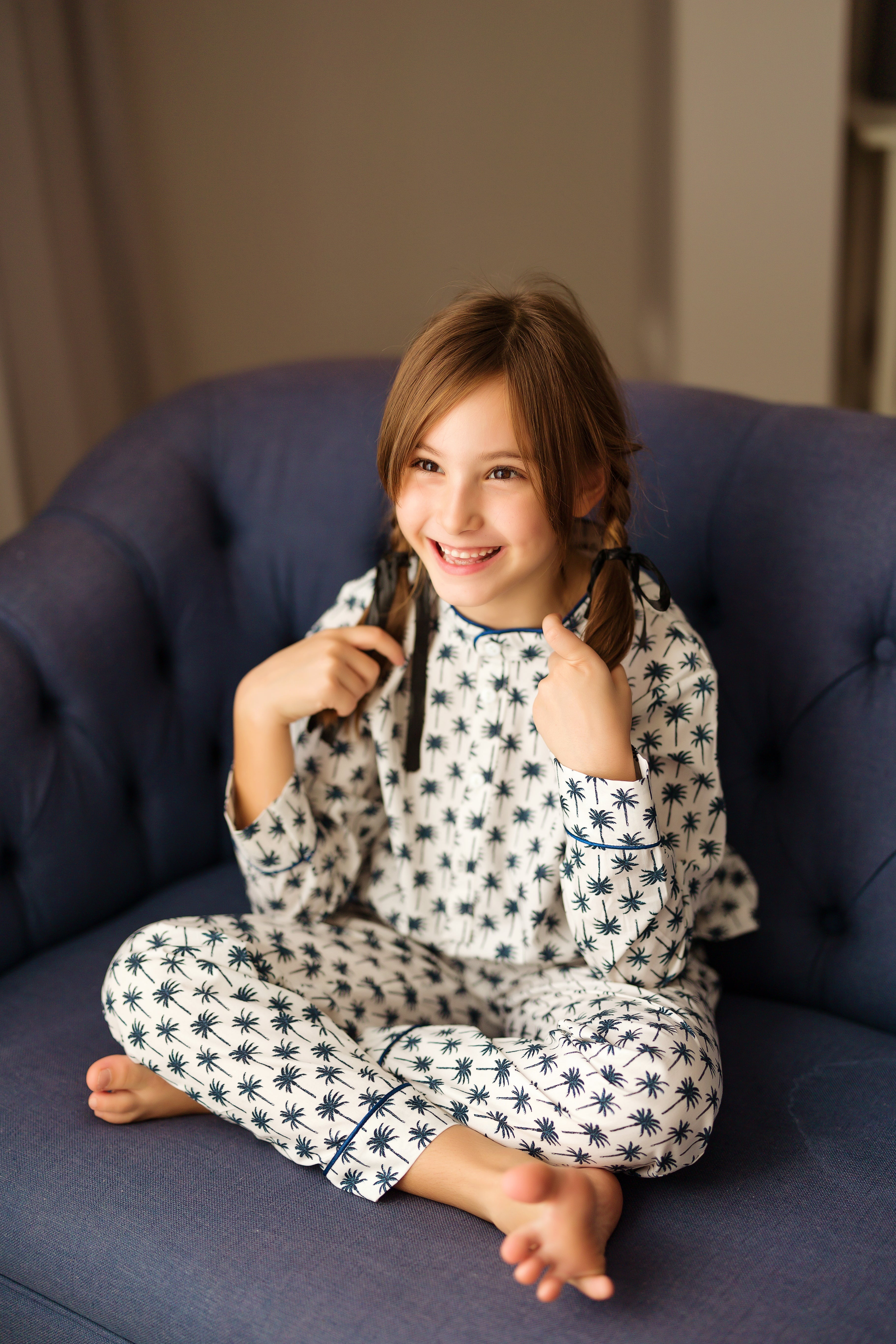 Pijama Copii, imprimeu palmieri - Personalizare Broderie