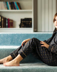 Pijama bleumarin cu imprimeu palmieri, pentru copii - Personalizare Broderie