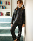 Pijama bleumarin cu imprimeu palmieri, pentru copii - Personalizare Broderie