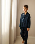 Pijama Baieti, bumbac bleumarin - Personalizare Broderie