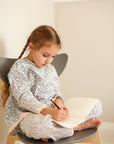 Pijama din bumbac cu imprimeu floral si dantela roz pentru fete - Personalizare Broderie