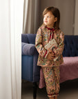 Pijama Eleganta Fete, imprimeu floral - Personalizare Broderie