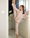Pijama Fete, din in roz - Personalizare Broderie