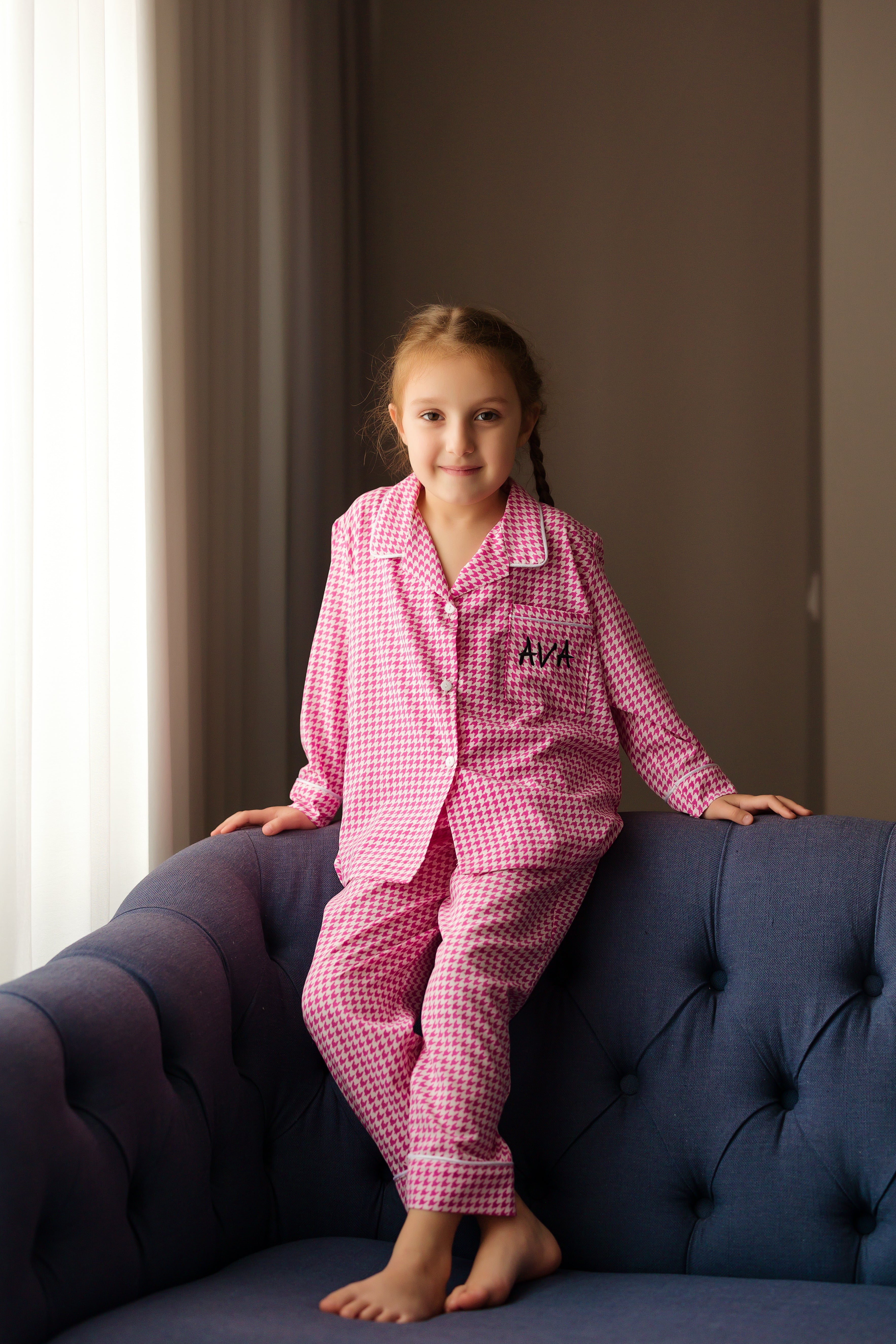 Pijama Roz Fete - Personalizare Broderie