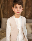 Costum bej elegant din in pentru baieti - Amir