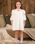 Rochie alba eleganta cu fluturi roz pentru fete - Mabel