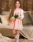 Sarafan roz elegant din in pentru fete - Iris