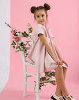 Rochie Eleganta Fete, din piele ecologica roz - Linda