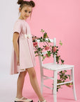 Rochie Eleganta Fete, din piele ecologica roz - Linda