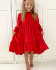 Rochie din catifea roșie pentru fete - Emma
