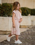 Trening din catifea nude cu pantalon evazat pentru fete