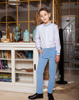 Costum bleu elegant pantalon din catifea si camasa pentru baieti - Liam