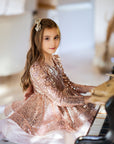 Rochie aurie eleganta din paiete pentru fete - Louisa
