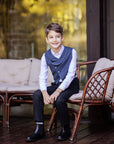 Costum elegant vesta si pantaloni din stofa pentru baieti - Nolan