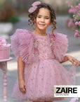 Rochie Fete, Eleganta de Ocazie din tulle cu perle roz - Melani