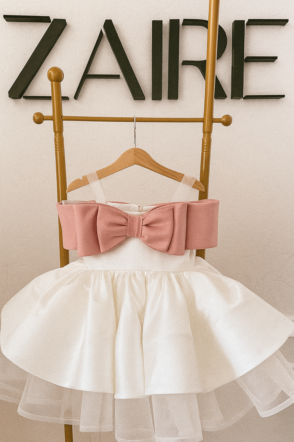 Rochie alba eleganta din tafta si funda neagra pentru fete - Norah