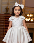 Rochie alba eleganta din tafta pentru fete - Dalila