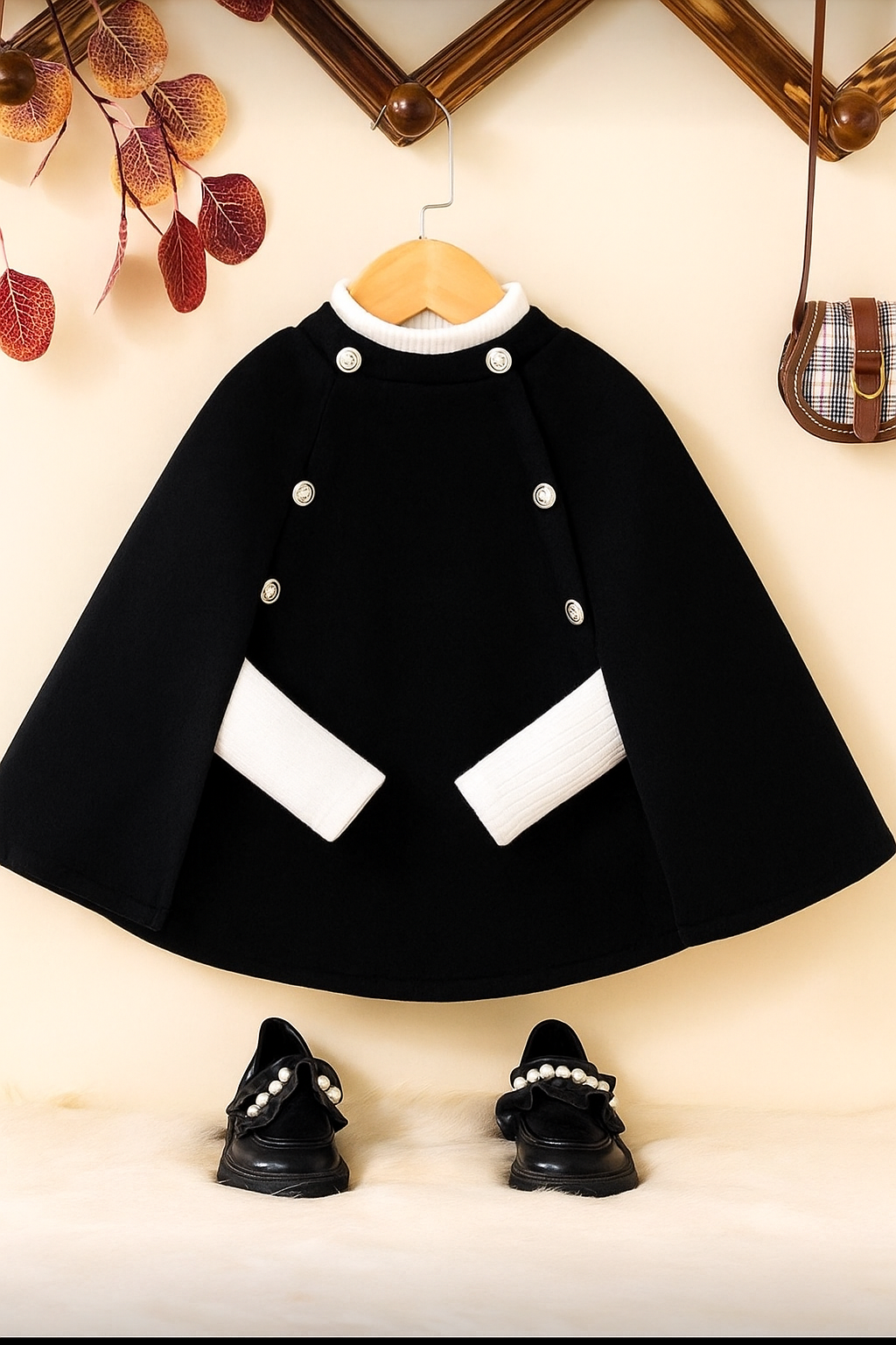 Capa rosie eleganta din stofa pentru fete - Emily - 0 | YEO