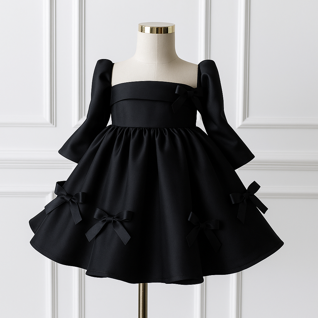 Rochie roz eleganta pentru fete, din tafta accesorizata cu fundite - Sol
