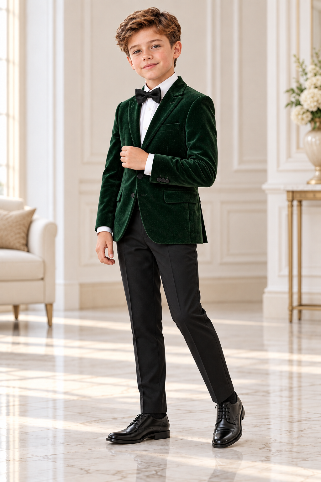 Sacou elegant din catifea roșie pentru băieți - Arthur