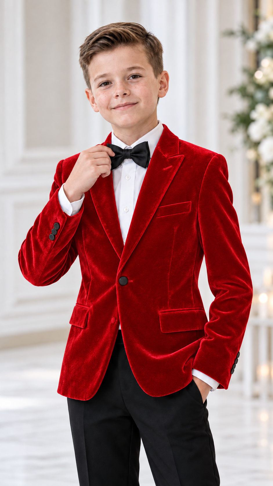 Sacou elegant din catifea roșie pentru băieți - Arthur