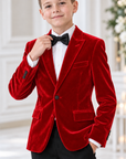 Sacou elegant din catifea roșie pentru băieți - Arthur