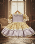 Rochie vintage cu floricele lila pentru fete - Matilda