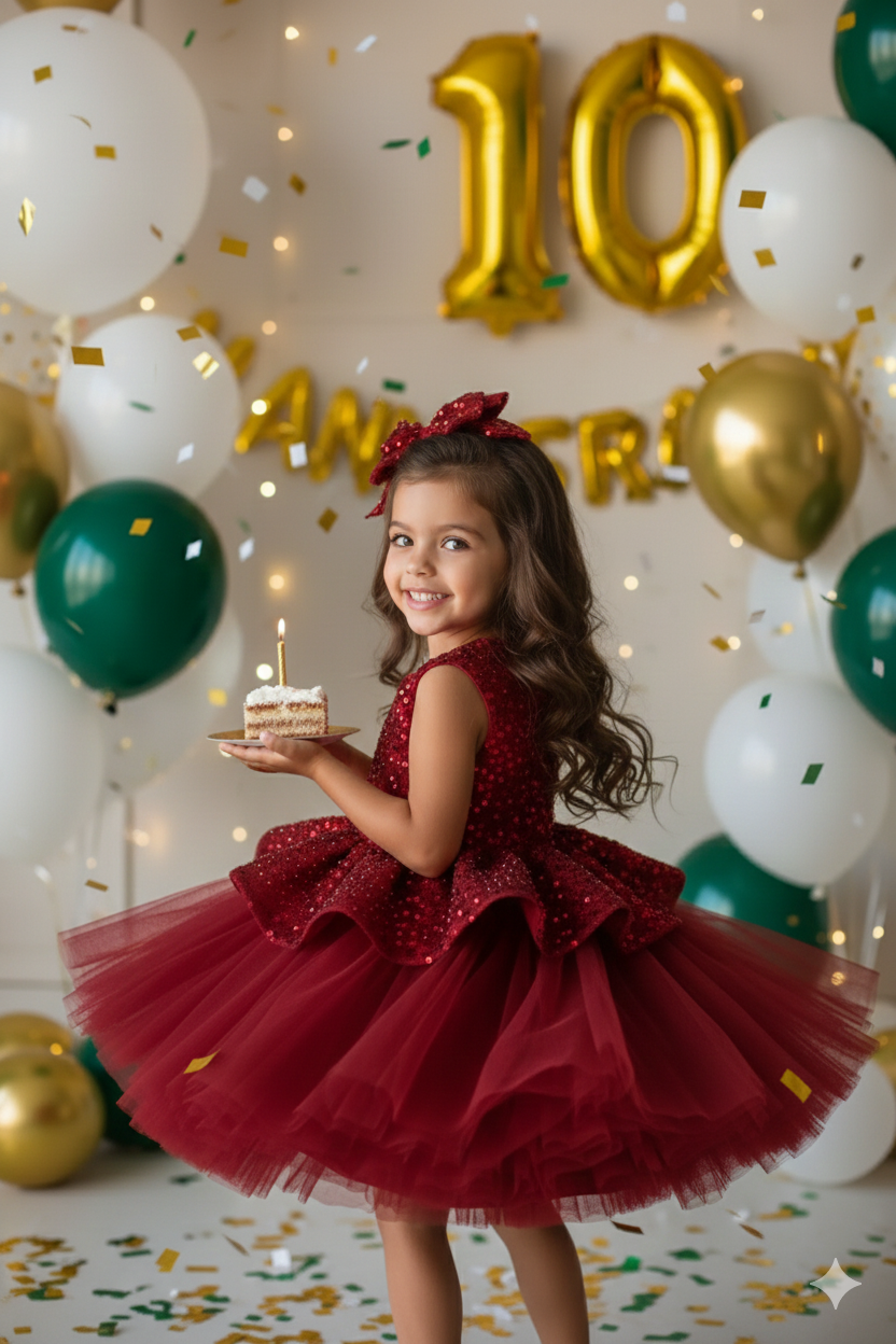 Rochie rosie eleganta pentru fete, din dantela cu perle si paiete - Candy