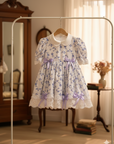 Rochie vintage cu floricele lila pentru fete - June