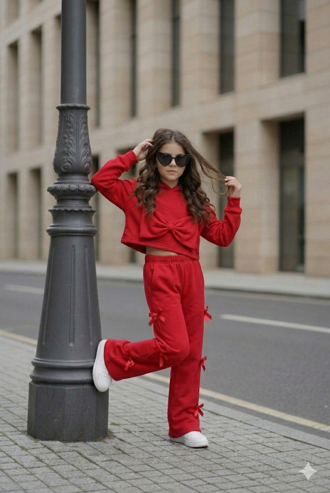 Trening casual lila cu pantalon evazat pentru fete - Sidney