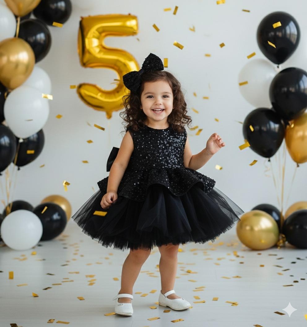 Rochie bleu eleganta pentru fete, din dantela cu perle si paiete - Candy