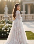 Rochie lunga eleganta cu dantela chantilly alba pentru fete - Serena