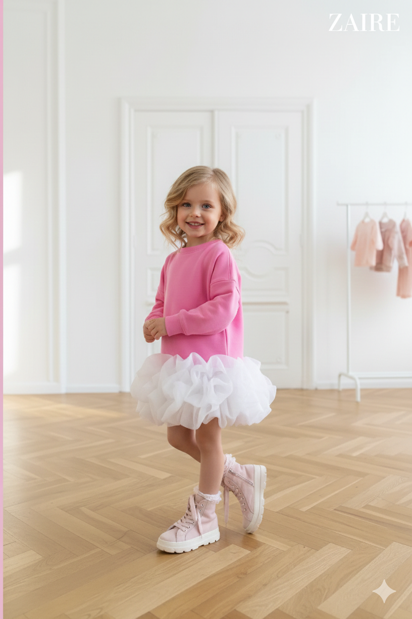 Rochie casual cu volan din organza pentru fete - Ruby