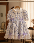 Rochie vintage cu floricele lila pentru fete - June