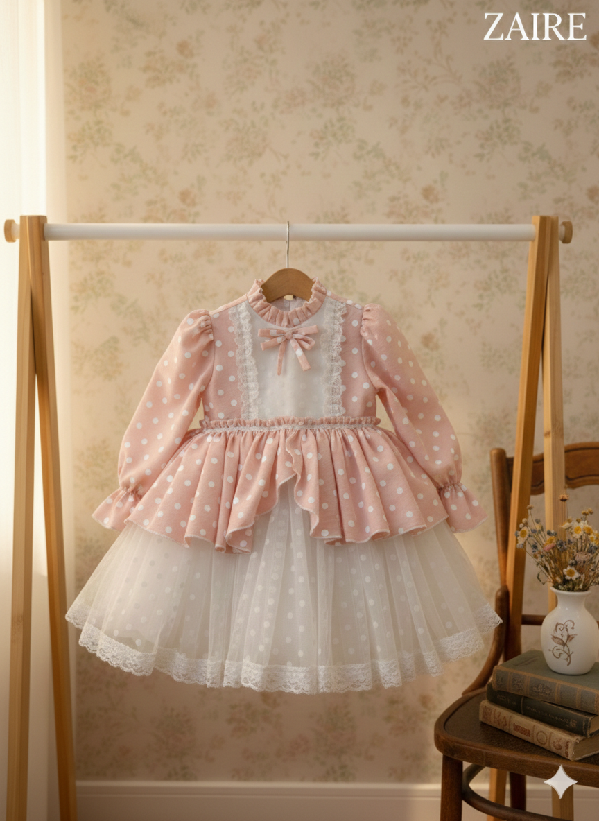 Rochie vintage eleganta cu buline pentru fete - Margot